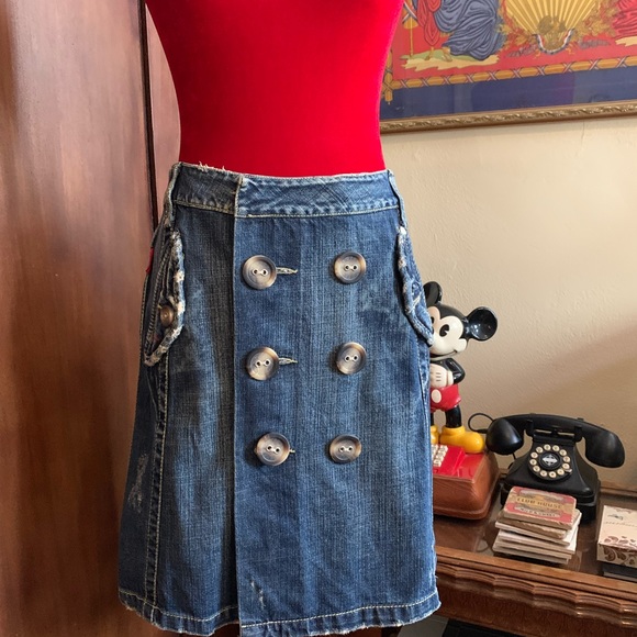 Y2K European Denim Skirt with Matching Belt  S - Picture 3 of 9